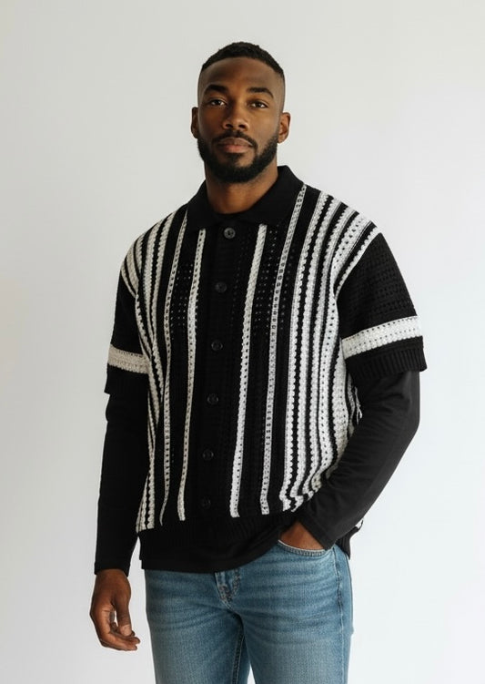 Cardigan nero e bianco