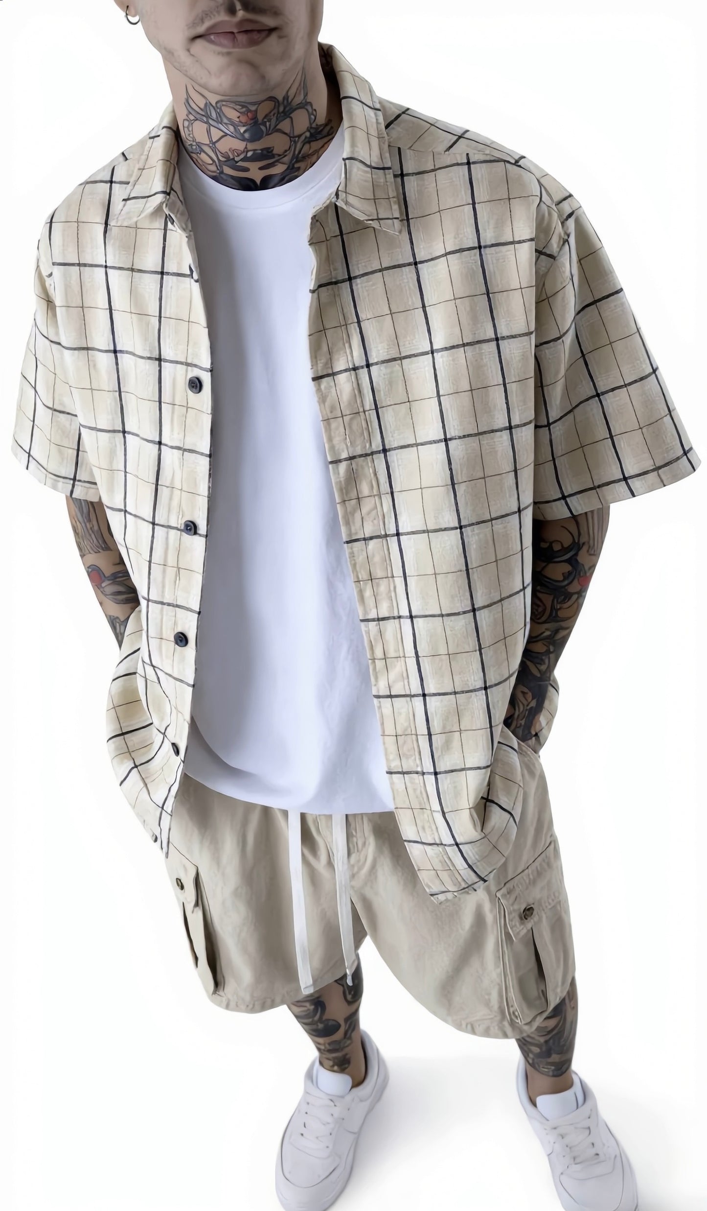 Camicia a Quadri Avana