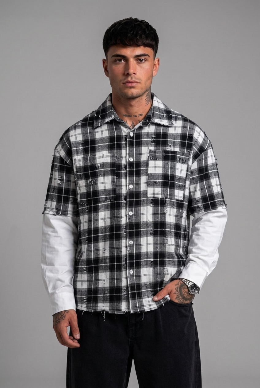 Camicia doppia manica a quadri