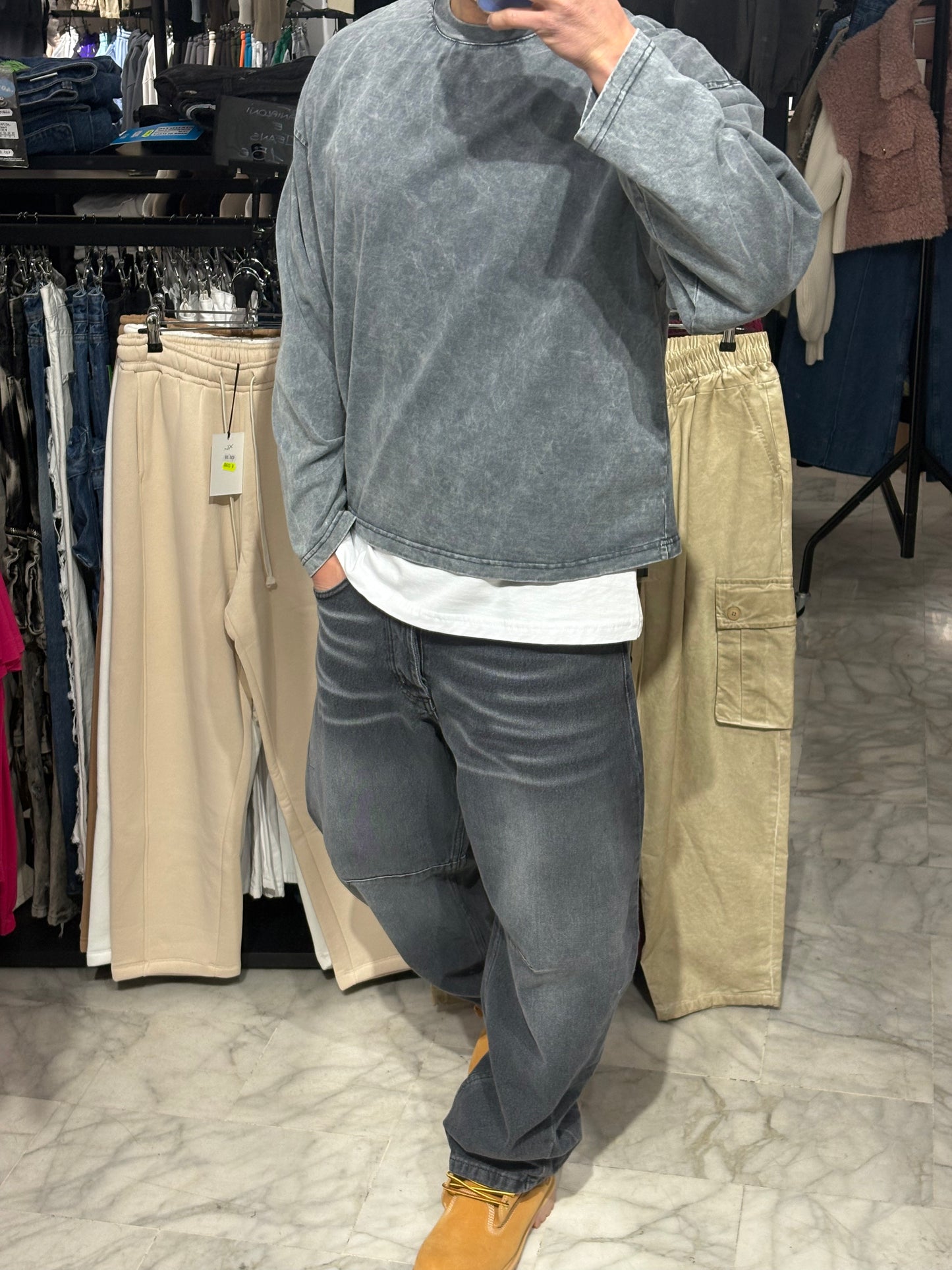 Maglietta manica lunga slavata