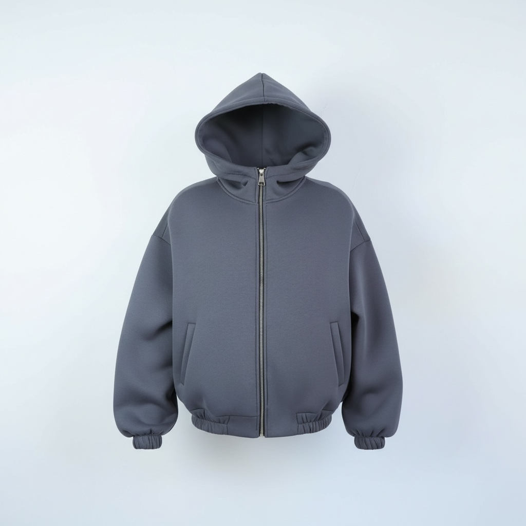 Felpa doppio cotone zip Grigia