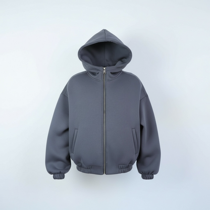 Felpa doppio cotone zip Grigia