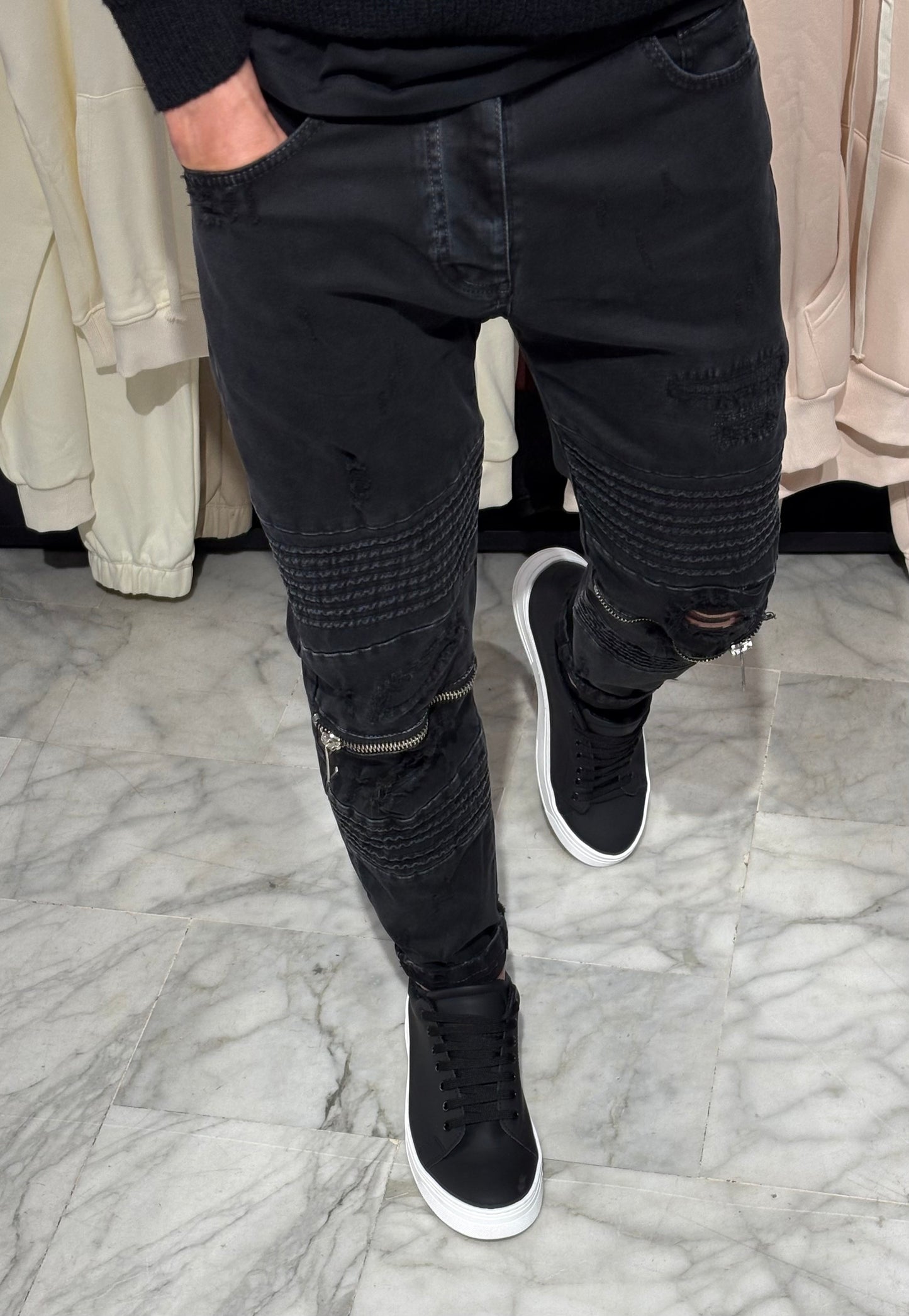 Denim Skinny Biker Black
