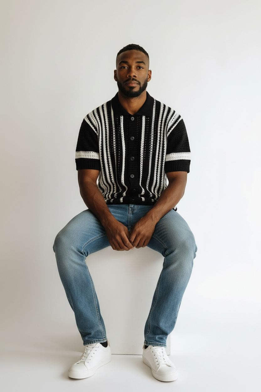 Cardigan nero e bianco