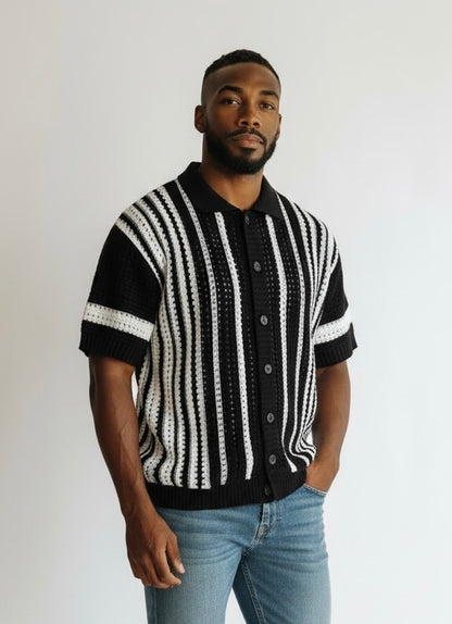 Cardigan nero e bianco