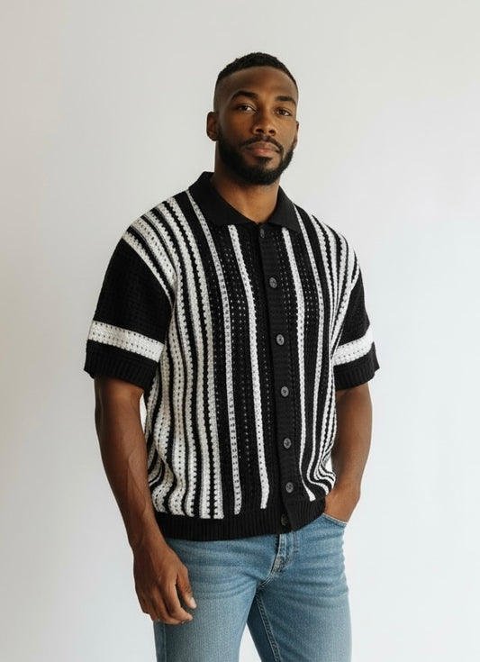 Cardigan nero e bianco