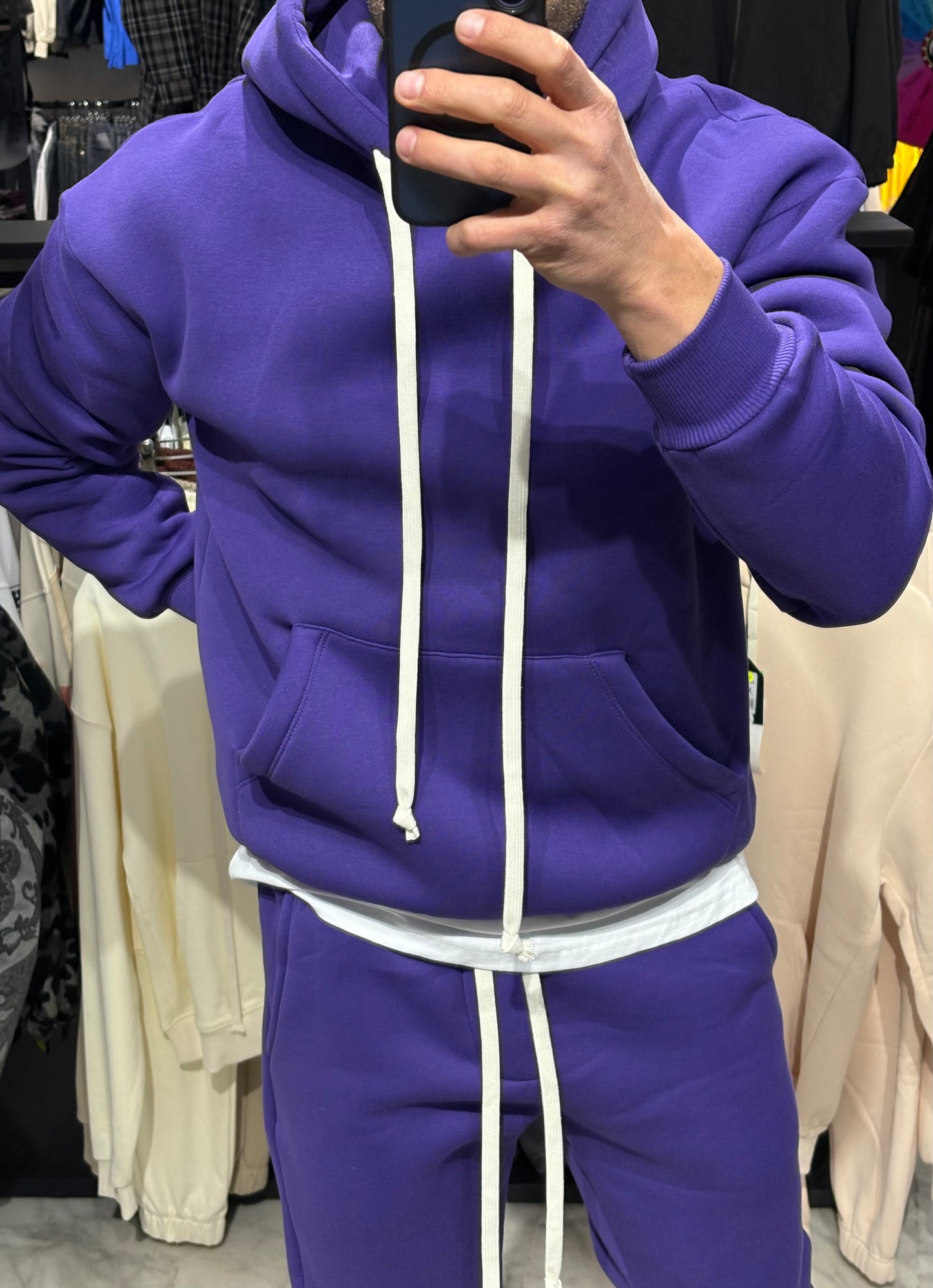 Tuta cotone felpato viola