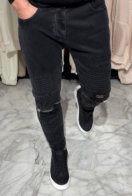 Denim Skinny Biker Black