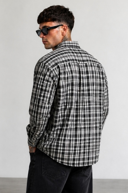 Camicia a scacchi black over