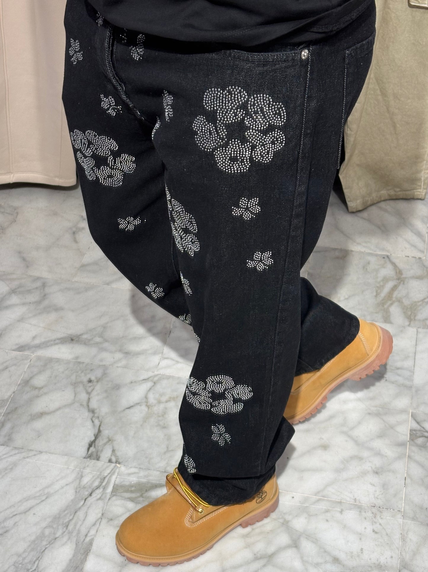 Denim Baggy Fiori. PS2040