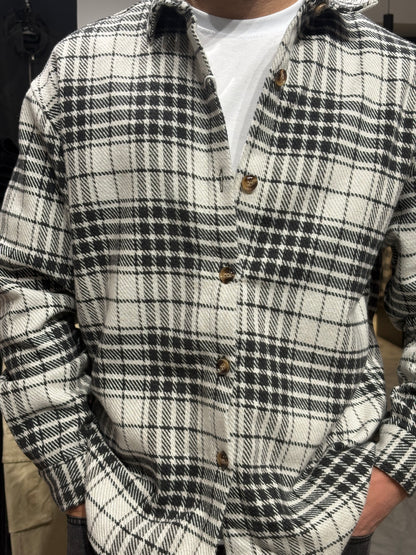 Camicia overshirt bianca/nera