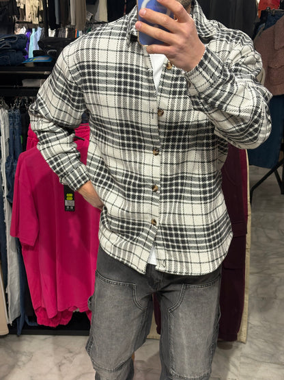 Camicia overshirt bianca/nera