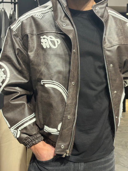 Bomber in pelle marrone