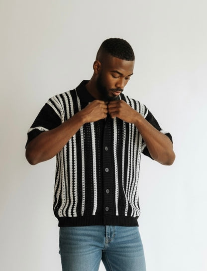 Cardigan nero e bianco