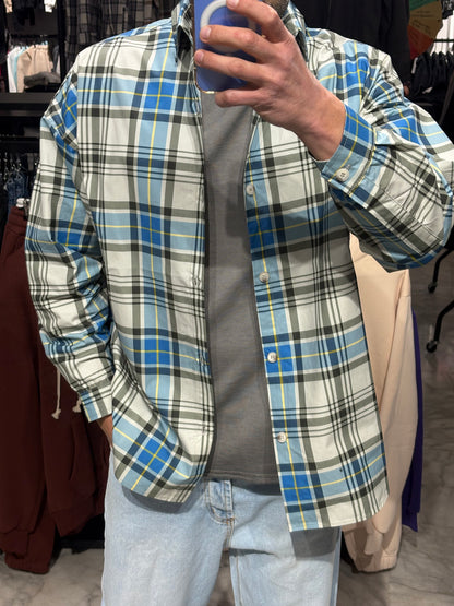 Camicia a quadri celeste
