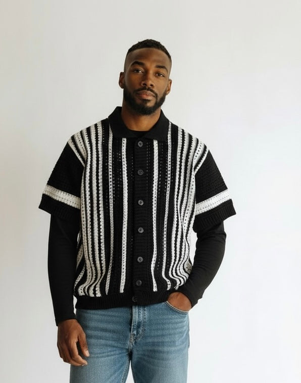 Cardigan nero e bianco