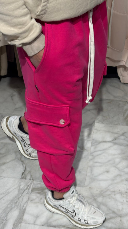 Pantalone cargo fucsia