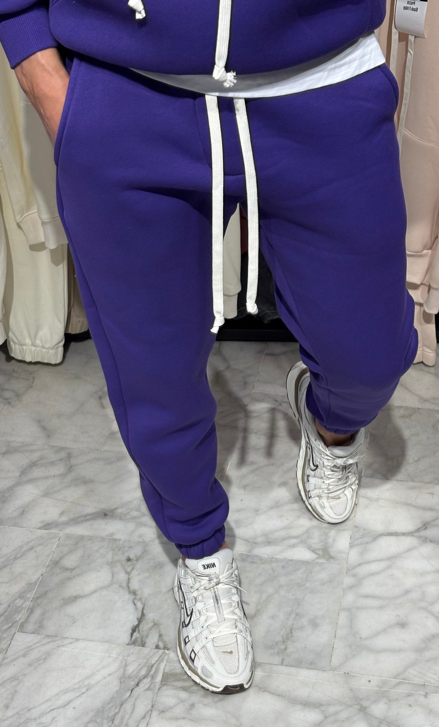 Tuta cotone felpato viola