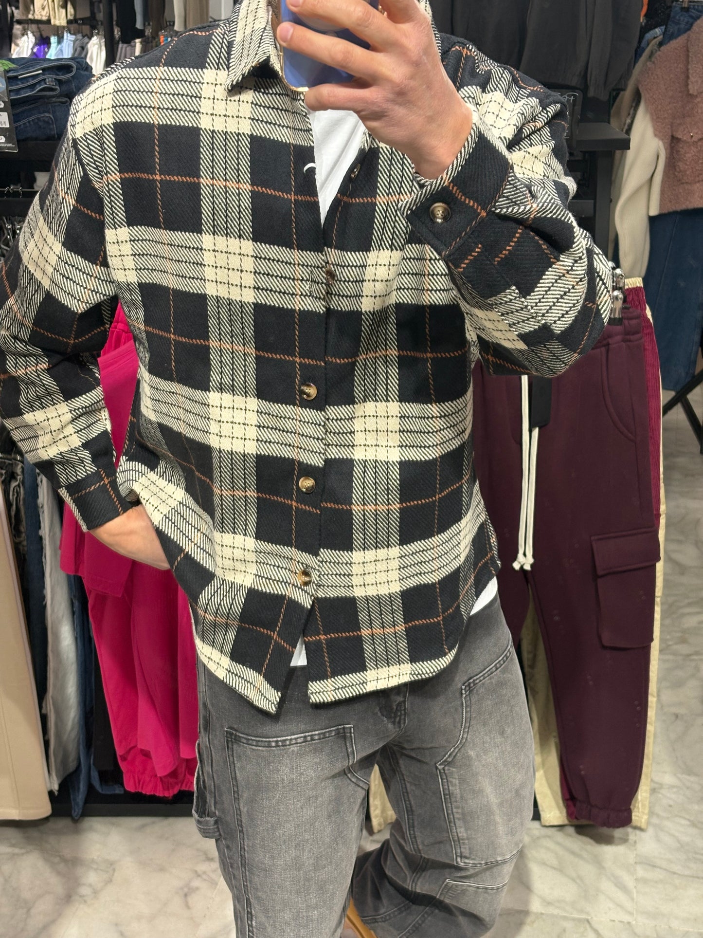 Camicia a quadri marrone