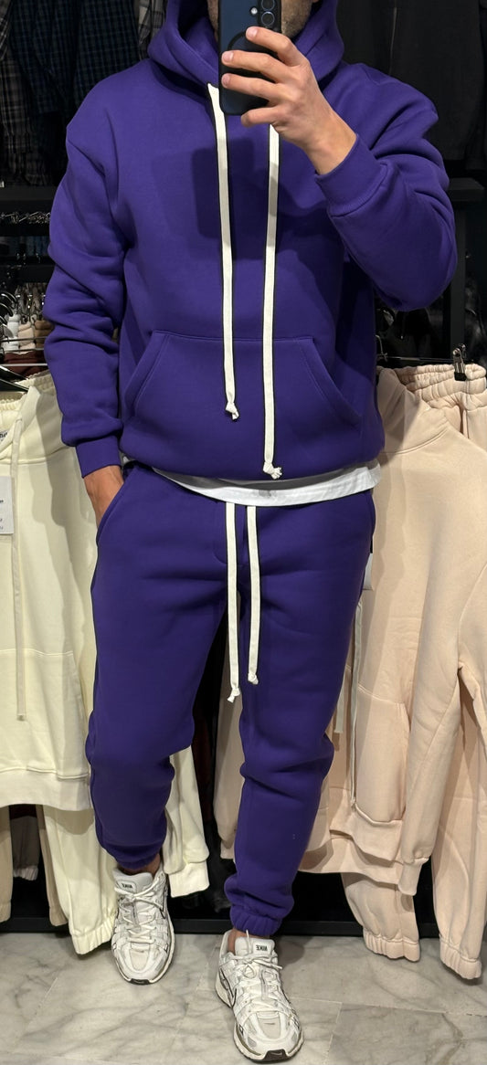 Tuta cotone felpato viola