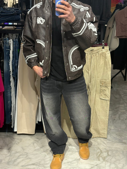 Bomber in pelle marrone