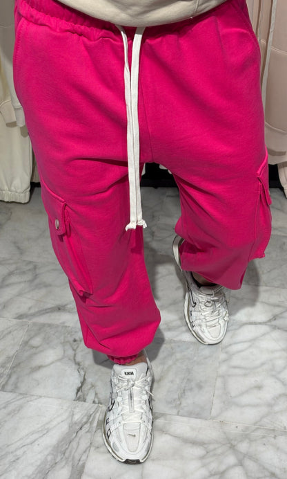 Pantalone cargo fucsia