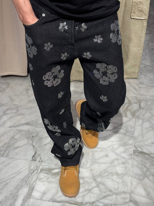 Denim Baggy Fiori