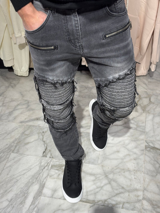 Denim Skinny Biker Grey 3370
