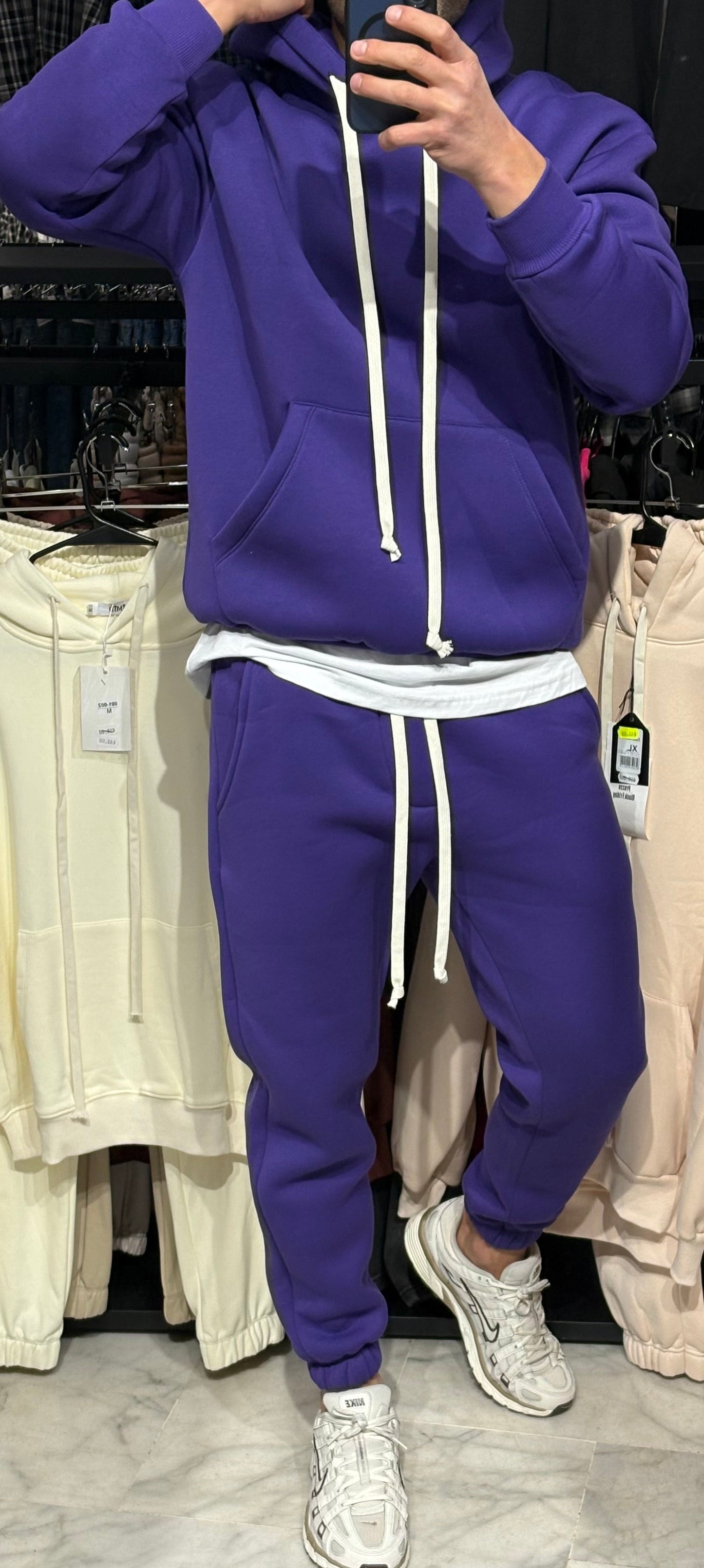 Tuta cotone felpato viola