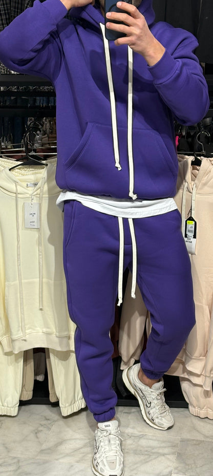 Tuta cotone felpato viola