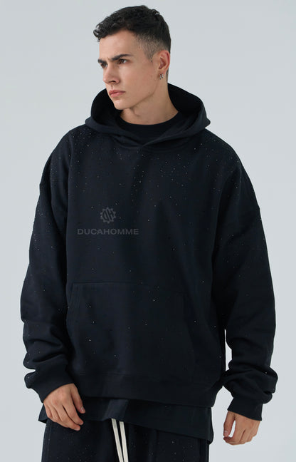 Felpa con brillantini nera