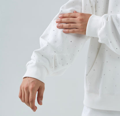 Felpa con brillantini bianca