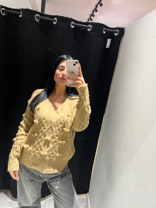 LIGHT CAMEL SWEATER (WITH EMBROIDERY) WOMEN