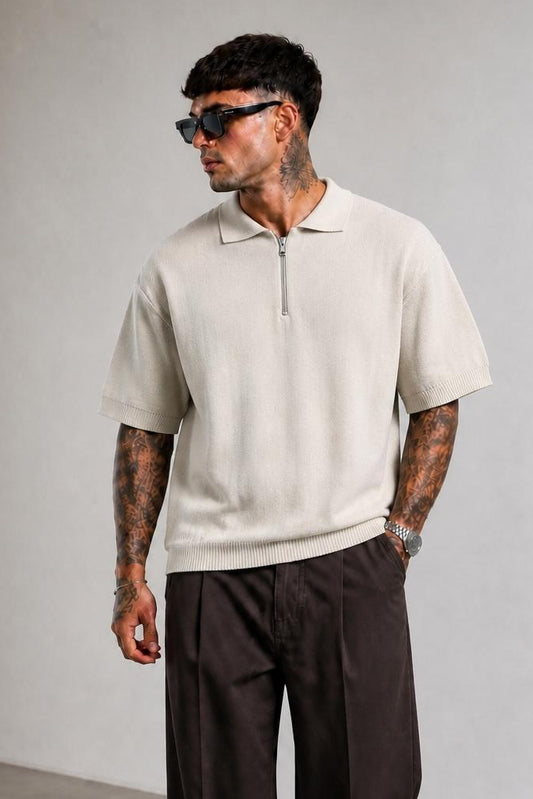 Polo in Maglia a Mezza Zip