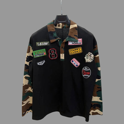 Polo Manica Lunga Militare Streetwear