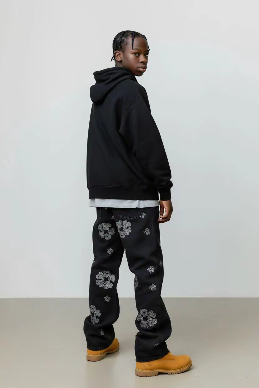 Denim Baggy Fiori