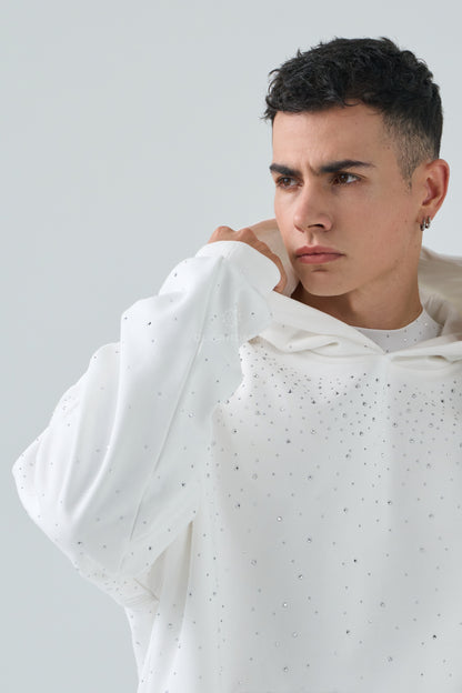 Felpa con brillantini bianca