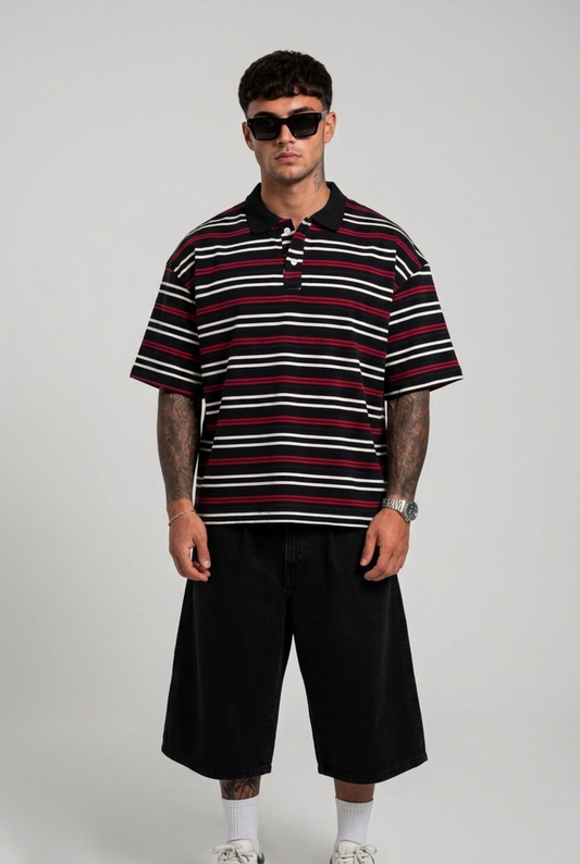 Polo a Righe Bordo’/nero