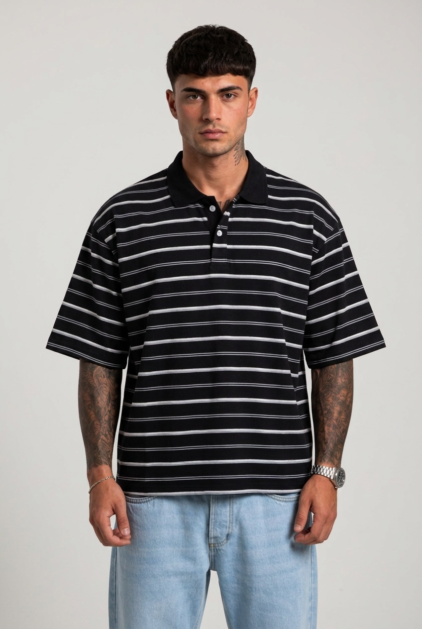 Polo a righe Black/ White