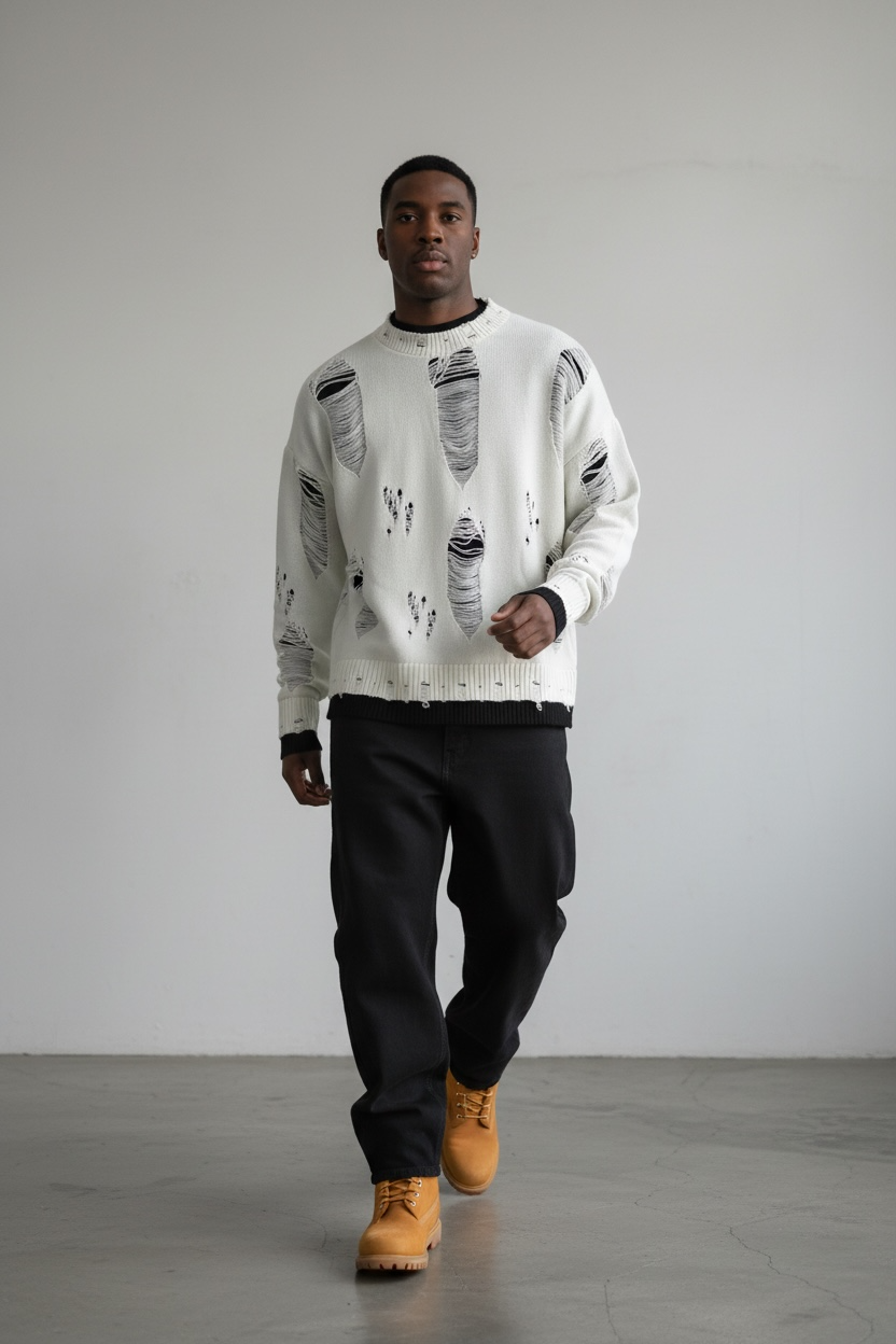 CYANOTIC URBAN RIPPED SWEATER