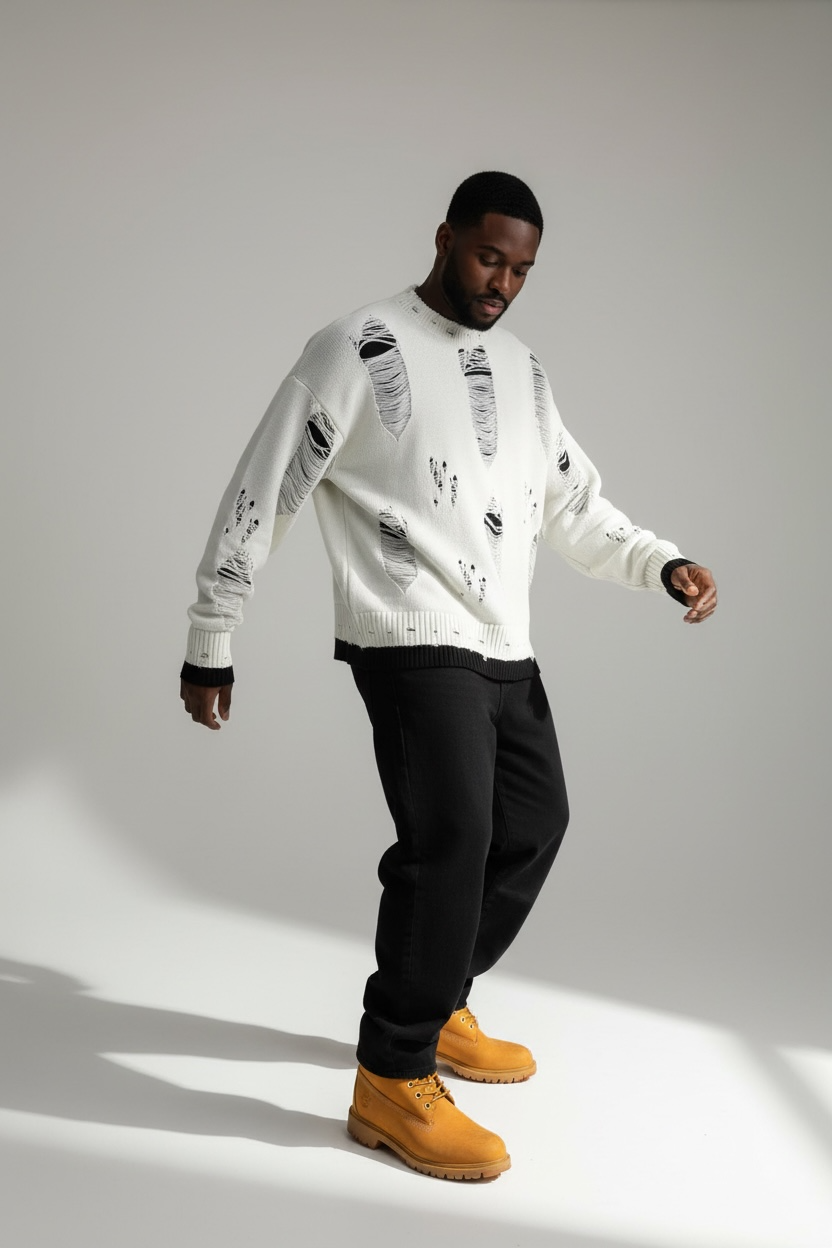 CYANOTIC URBAN RIPPED SWEATER