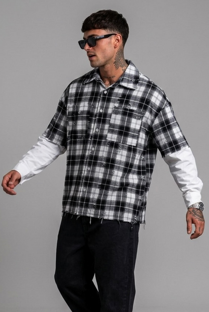 Camicia doppia manica a quadri