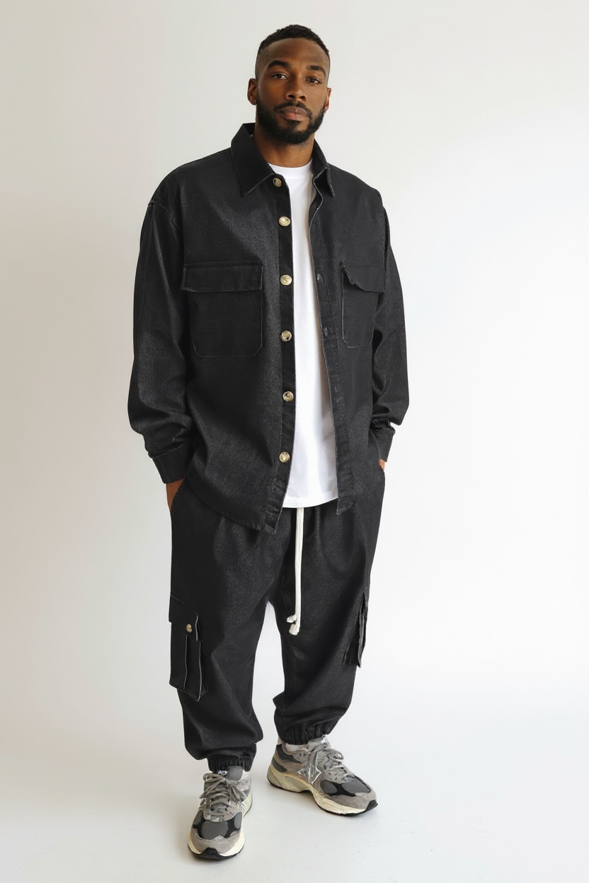 Coordinato Denim nero