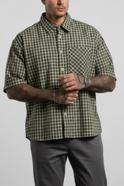 Camicia a quadri verde