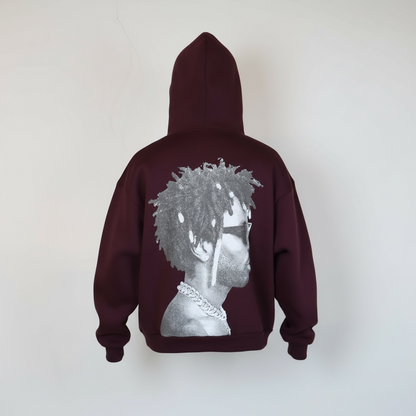 Felpa con stampa dietro bordeaux